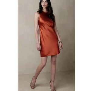 NWT Banana Republic Alana Silk Mini Dress in Rustic Orange